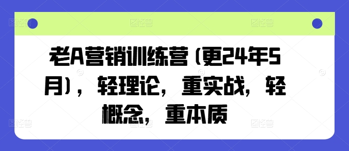 老A营销训练营(更24年12月)，轻理论，重实战，轻概念，重本质-Xiaobei云