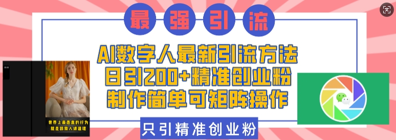 AI数字人最新引流方法，日引200+精准创业粉，制作简单可矩阵操作-Xiaobei云