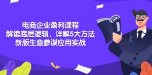 电商企业盈利课程：解读底层逻辑，详解5大方法论，新版生意参谋应用实战-Xiaobei云