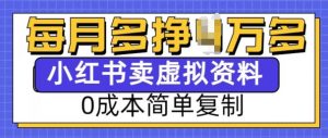 小红书虚拟资料项目，0成本简单复制，每个月多挣1W【揭秘】-Xiaobei云
