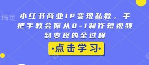 小红书商业IP变现私教，手把手教会你从0-1制作短视频到变现的全过程-Xiaobei云