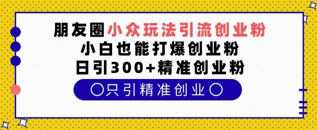 朋友圈小众玩法引流创业粉，小白也能打爆创业粉，日引300+精准创业粉【揭秘】-Xiaobei云