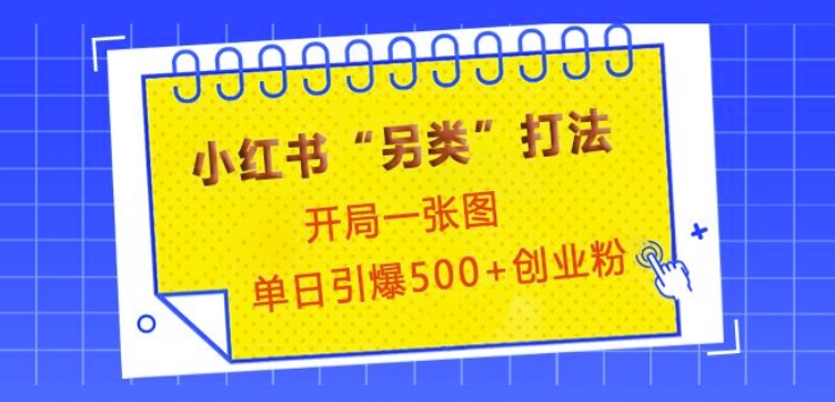 小红书“另类”打法，开局一张图，单日引爆500+精准创业粉【揭秘】-Xiaobei云