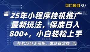 2025年小程序挂机推广最新玩法，保底日入800+，小白轻松上手-Xiaobei云