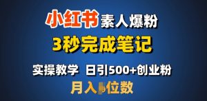 首推：小红书素人爆粉，3秒完成笔记，日引500+月入过W-Xiaobei云