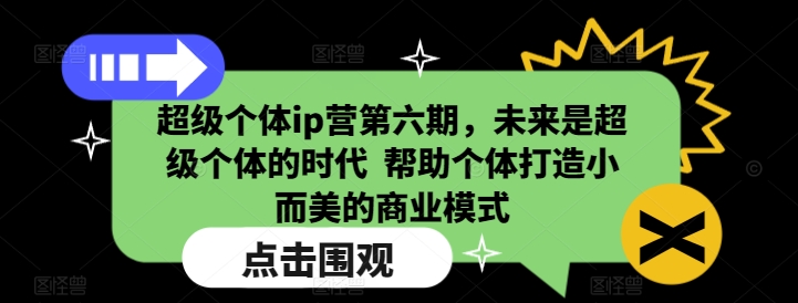 超级个体ip营第六期，未来是超级个体的时代  帮助个体打造小而美的商业模式-Xiaobei云