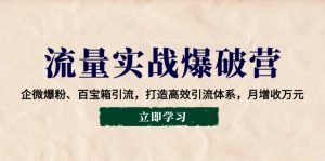 流量实战爆破营：企微爆粉、百宝箱引流，打造高效引流体系，月增收万元-Xiaobei云