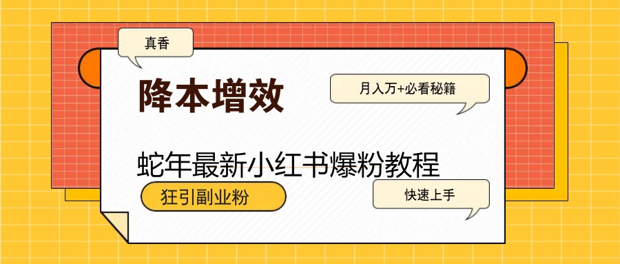 蛇年最新小红书爆粉教程，狂引副业粉，月入万+必看-Xiaobei云