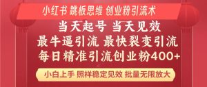 小红书 巧用跳板思维 每日暴力引流400＋精准创业粉 小白福音 效果拉满…-Xiaobei云