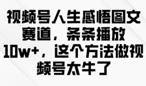 视频号人生感悟图文赛道，条条播放10w+，这个方法做视频号太牛了-Xiaobei云