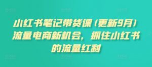 小红书笔记带货课(更新25年2月)流量电商新机会，抓住小红书的流量红利-Xiaobei云