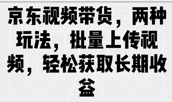 京东视频带货，两种玩法，批量上传视频，轻松获取长期收益-Xiaobei云