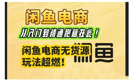 闲鱼电商实战课，从入门到精通秘籍在此，闲鱼电商无货源玩法超燃!-Xiaobei云