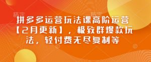 拼多多运营玩法课高阶运营【2月更新】，极致群爆款玩法，轻付费无尽复制等-Xiaobei云