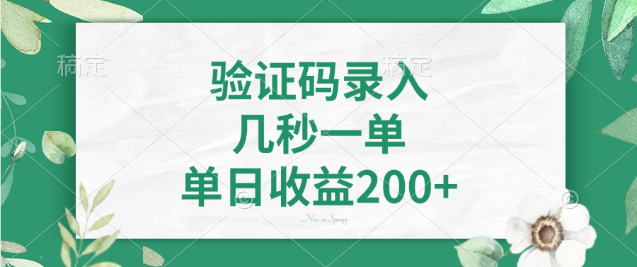验证码录入，几秒一单，单日收益200+-Xiaobei云