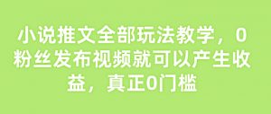 小说推文全部玩法教学，0粉丝发布视频就可以产生收益，真正0门槛-Xiaobei云
