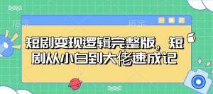 短剧变现逻辑完整版，短剧从小白到大佬速成记-Xiaobei云