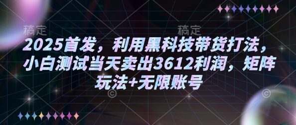 2025首发，利用黑科技带货打法，小白测试当天卖出3612利润，矩阵玩法+无限账号【揭秘】-Xiaobei云