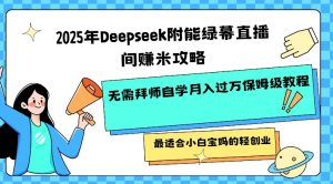2025年Deepseek附能绿幕直播间挣米攻略无需拜师自学月入过W保姆级教程，最适合小白宝妈的轻创业-Xiaobei云