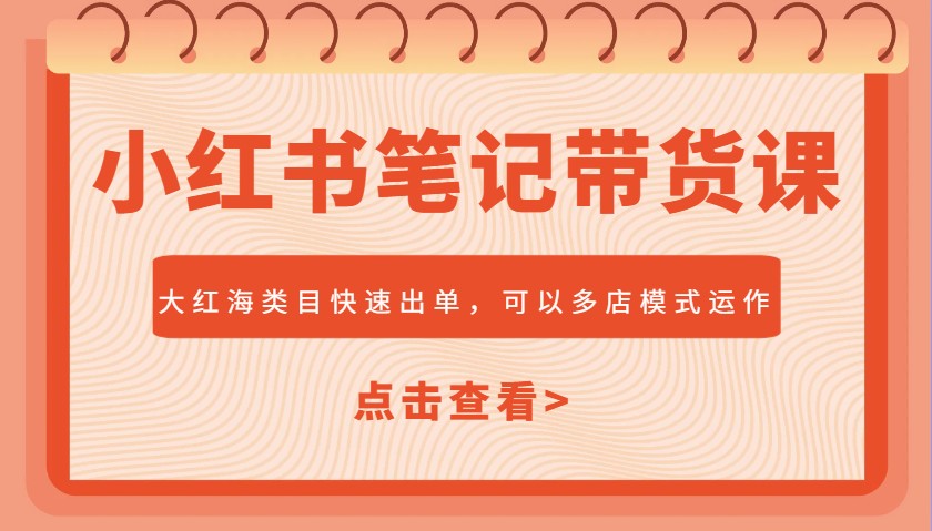 小红书笔记带货课，大红海类目快速出单，市场大，可以多店模式运作-Xiaobei云