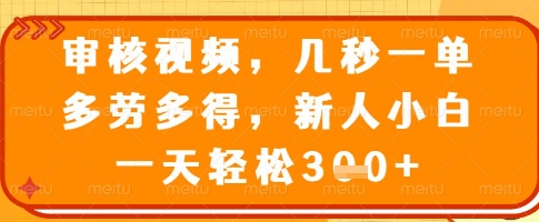 审核视频，几秒一单，多劳多得，新人小白一天轻松3张【揭秘】-Xiaobei云