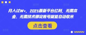月入过W+，2025最新平台红利，无需本金、无需技术绑定账号就能自动收米-Xiaobei云