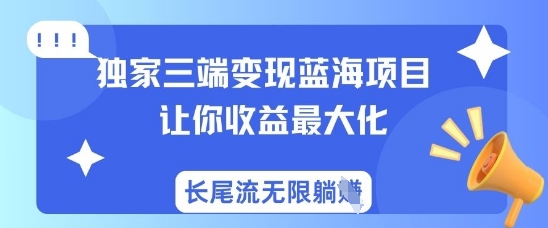 独家三端变现蓝海项目，让你收益最大化，长尾流无限躺挣-Xiaobei云