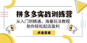 拼多多实战训练营，从入门到精通，海量玩法教程，助你轻松起店盈利-Xiaobei云