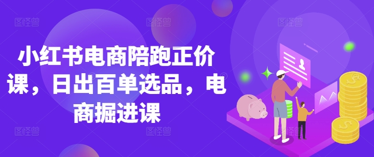 小红书电商陪跑正价课，小红书官方认证电商讲师教学，日出百单选品，电商掘进课-Xiaobei云
