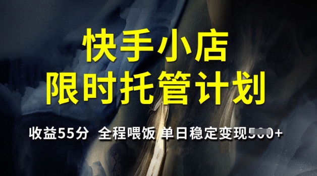 快手小店限时托管计划，收益55分，全程喂饭，单日稳定变现5张【揭秘】-Xiaobei云