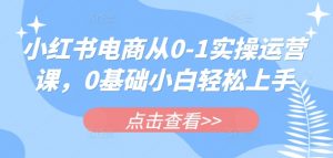 小红书电商从0-1实操运营课，0基础小白轻松上手-Xiaobei云