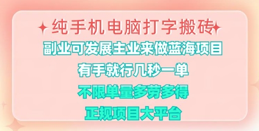 纯手机电脑打字搬砖，有手就行，几秒一单，多劳多得，正规项目大平台【揭秘】-Xiaobei云