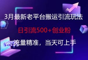 3月最新老平台搬运引流玩法，日引流500+创业粉，流量精准，当天可上手-Xiaobei云