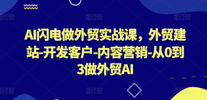 AI闪电做外贸实战课，​外贸建站-开发客户-内容营销-从0到3做外贸AI(更新)-Xiaobei云