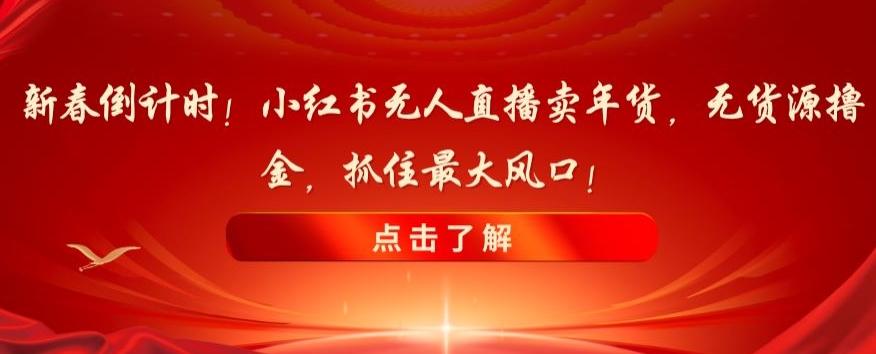 新春倒计时！小红书无人直播卖年货，无货源撸金，抓住最大风口【揭秘】-Xiaobei云