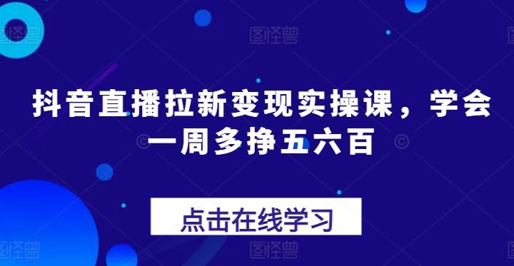 抖音直播拉新变现实操课，学会一周多挣五六百-Xiaobei云
