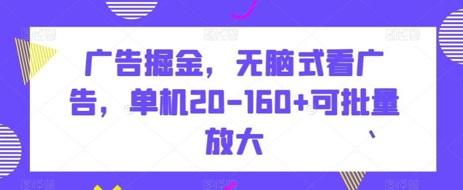 广告掘金，无脑式看广告，单机20-160+可批量放大【揭秘】-Xiaobei云