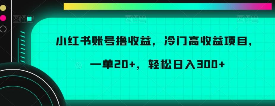 小红书账号撸收益，冷门高收益项目，一单20+，轻松日入300+【揭秘】-Xiaobei云