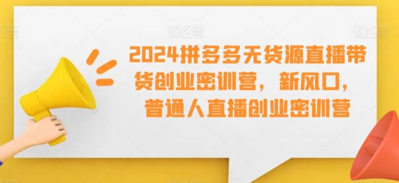 2024拼多多无货源直播带货创业密训营，新风口，普通人直播创业密训营-Xiaobei云