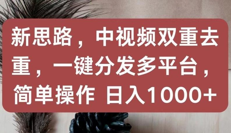 新思路，中视频双重去重，一键分发多平台，简单操作，日入1000+【揭秘】-Xiaobei云