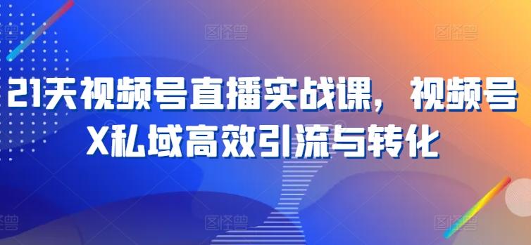 21天视频号直播实战课，视频号X私域高效引流与转化-Xiaobei云