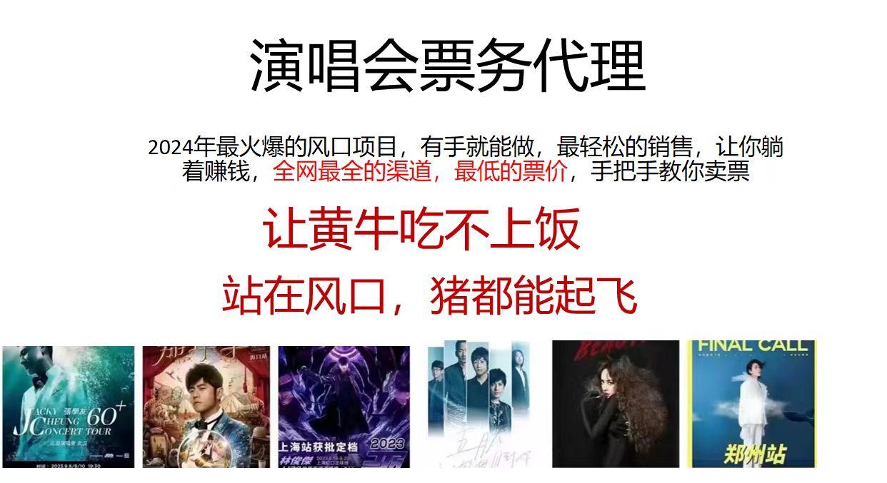 演唱会票务代理，2024年最火爆风口项目，全网最低的票价，小白一分钟上...-Xiaobei云