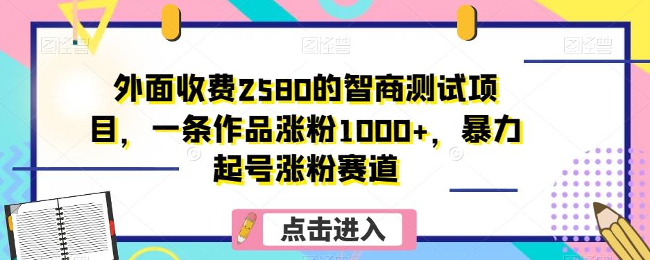 外面收费2580的智商测试项目，一条作品涨粉1000+，暴力起号涨粉赛道【揭秘】-Xiaobei云