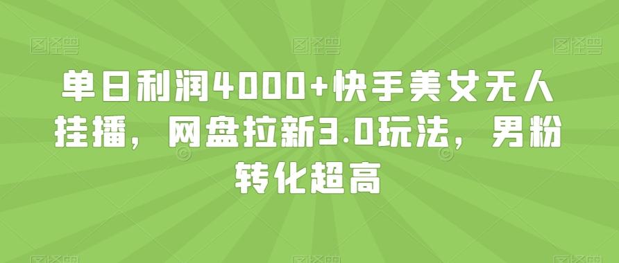单日利润4000+快手美女无人挂播，网盘拉新3.0玩法，男粉转化超高【揭秘】-Xiaobei云