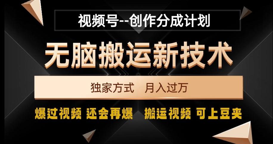 视频号无脑搬运新技术，破原创壕流量，独家方式，爆过视频，还会再爆【揭秘】-Xiaobei云