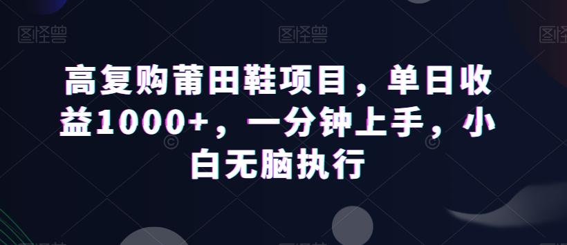 高复购莆田鞋项目，单日收益1000+，一分钟上手，小白无脑执行-Xiaobei云