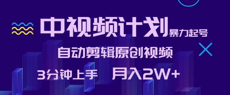 中视频计划暴力起号，自动剪辑原创视频，3分钟上手，月入2W+【揭秘】-Xiaobei云