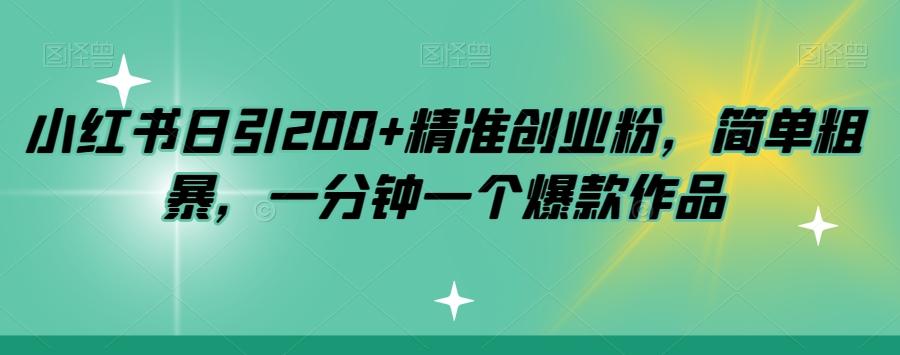 小红书日引200+精准创业粉，简单粗暴，一分钟一个爆款作品【揭秘】-Xiaobei云