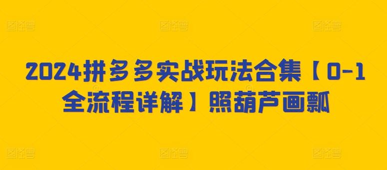 2024拼多多实战玩法合集【0-1全流程详解】照葫芦画瓢-Xiaobei云