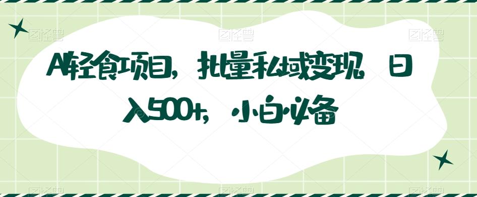 AI轻食项目，批量私域变现，日入500+，小白必备-Xiaobei云